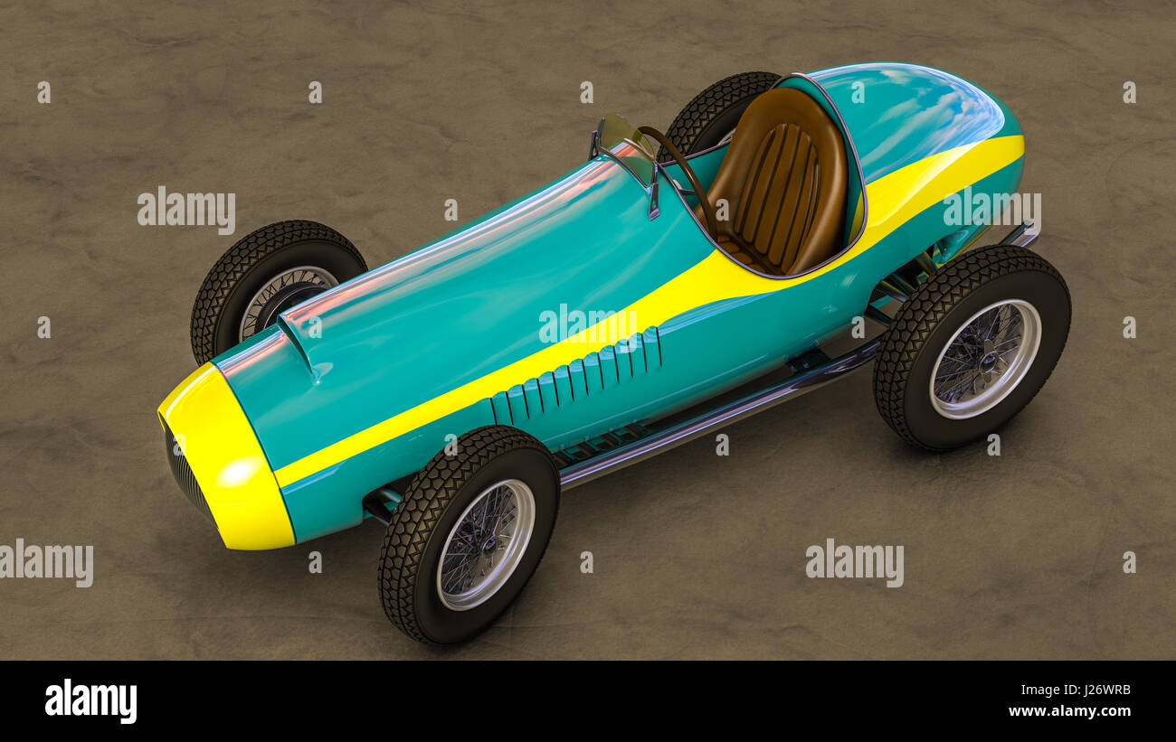 Retro sport racing car 3D render. Digital generated image Stock Photo