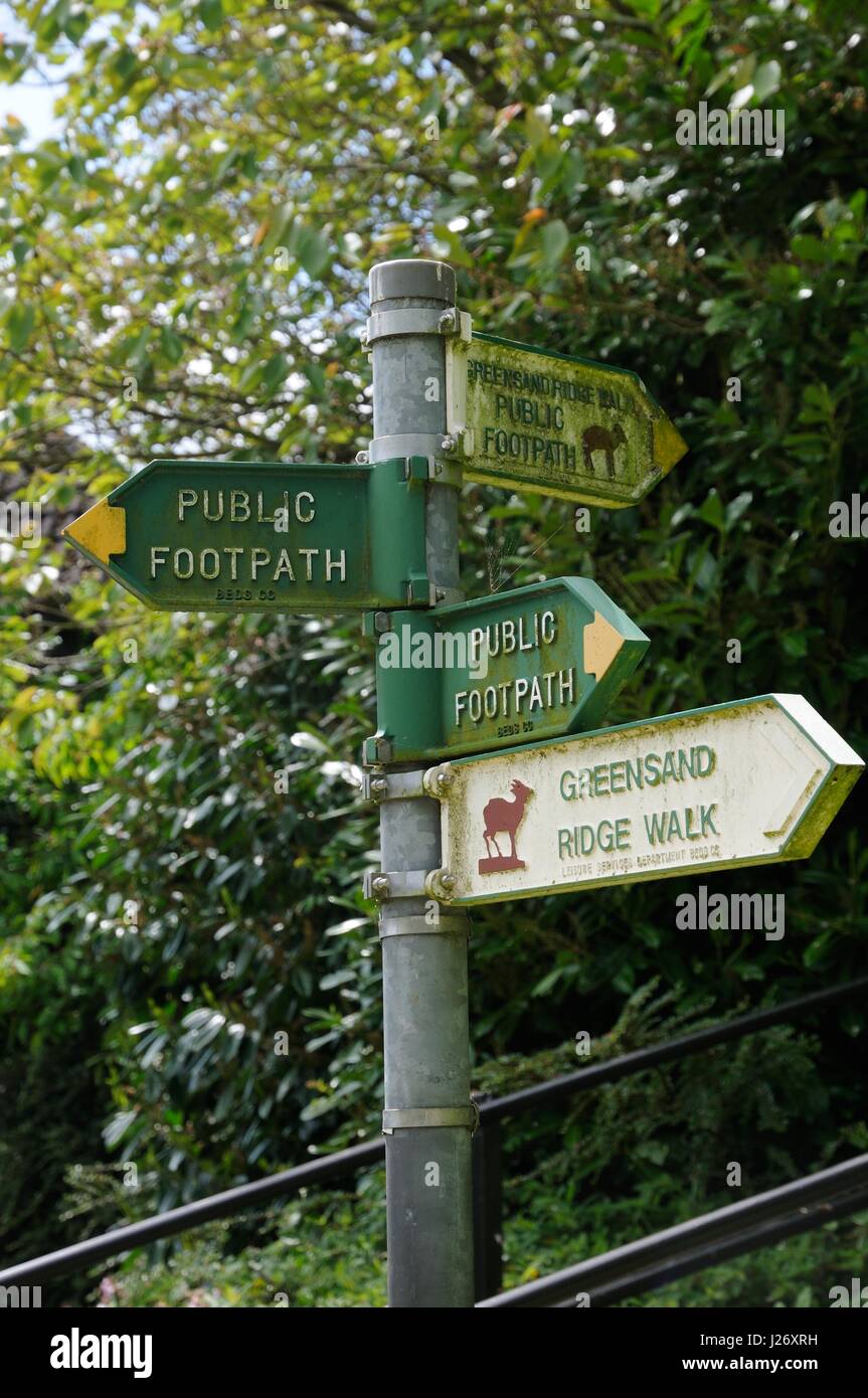 Signposts at Maulden, Bedfordshire, which is a village on the Greensand