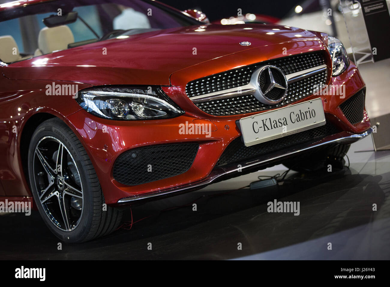 Belgrade, Serbia - March 23, 2017: New Mercedes C CLass Cabrio presented at Belgrade 53th International Motor Show - MSA (OICA). Stock Photo