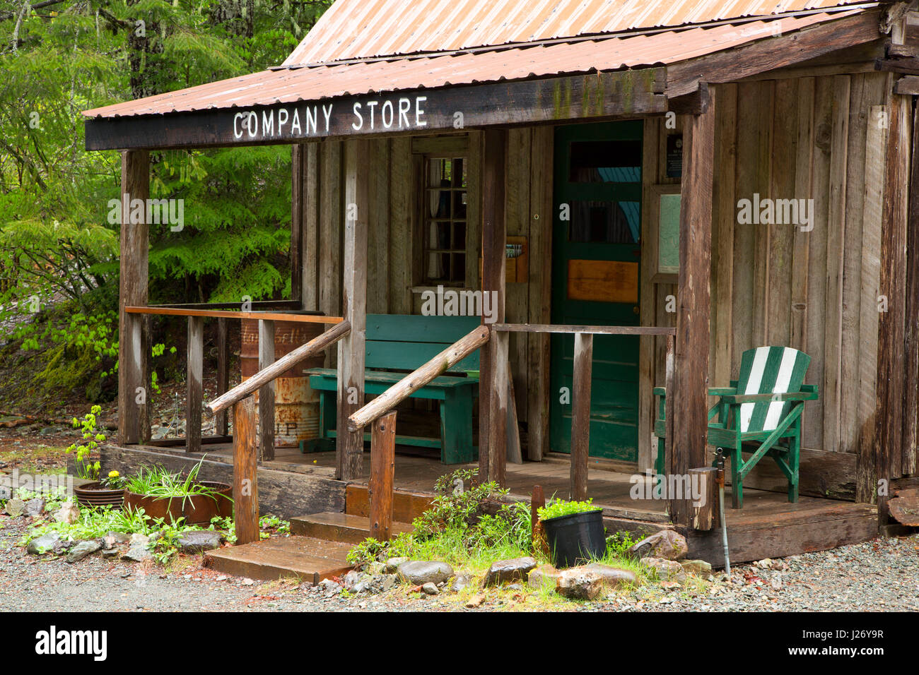 Store at Jawbone Flats, Opal Creek Scenic Recreation Area, Willamette National Forest, Oregon Stock Photo