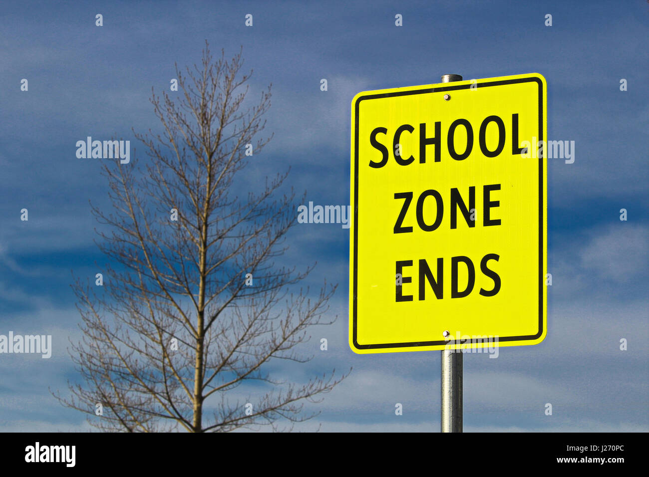 School Zone Ends Sign Against Sky Background With Tree Stock Photo Alamy school-zone-ends-sign-against-sky-background-with-tree-stock-photo-alamy