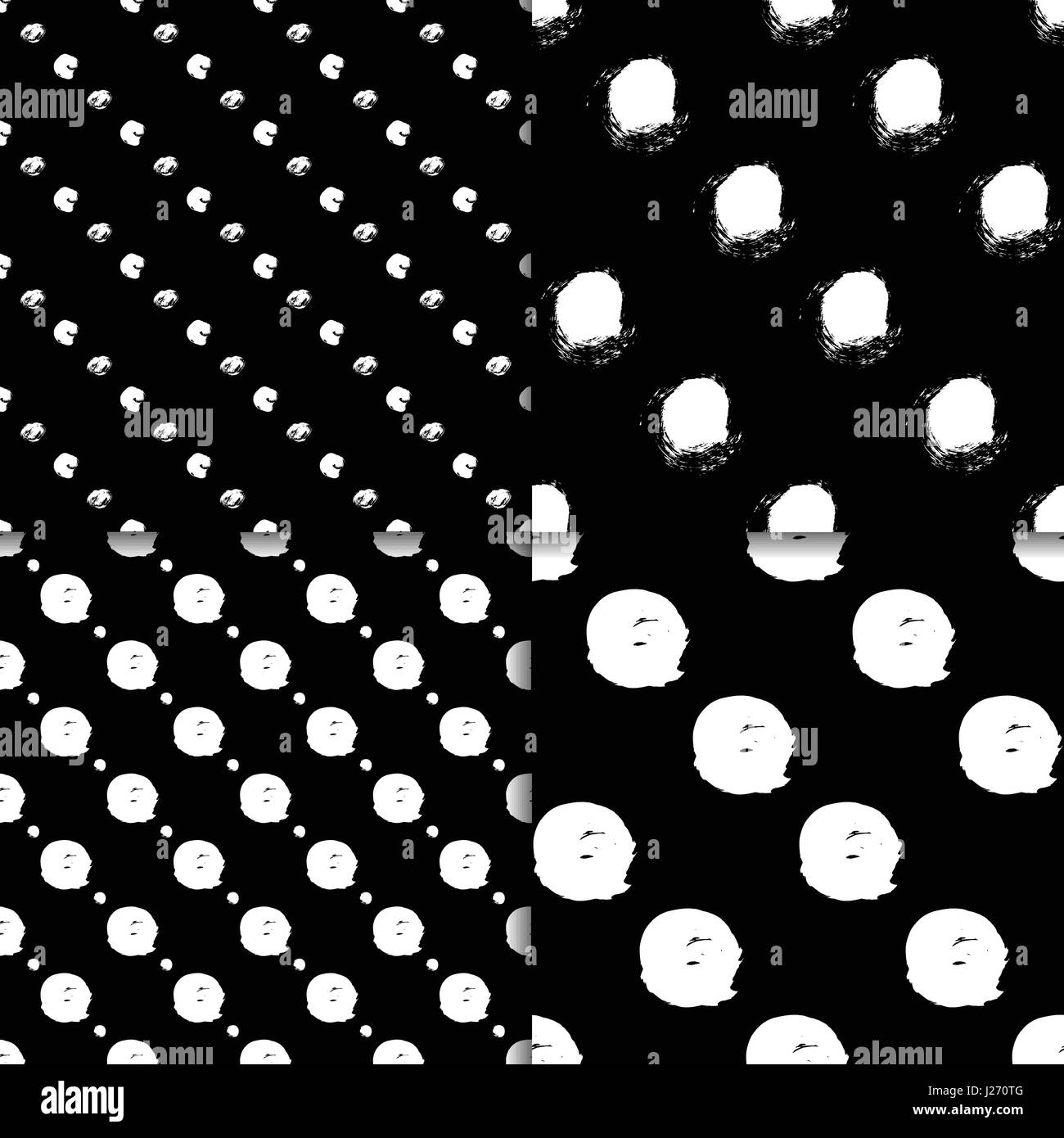 Vector seamless pattern set with circles brush strokes. Black and white ...