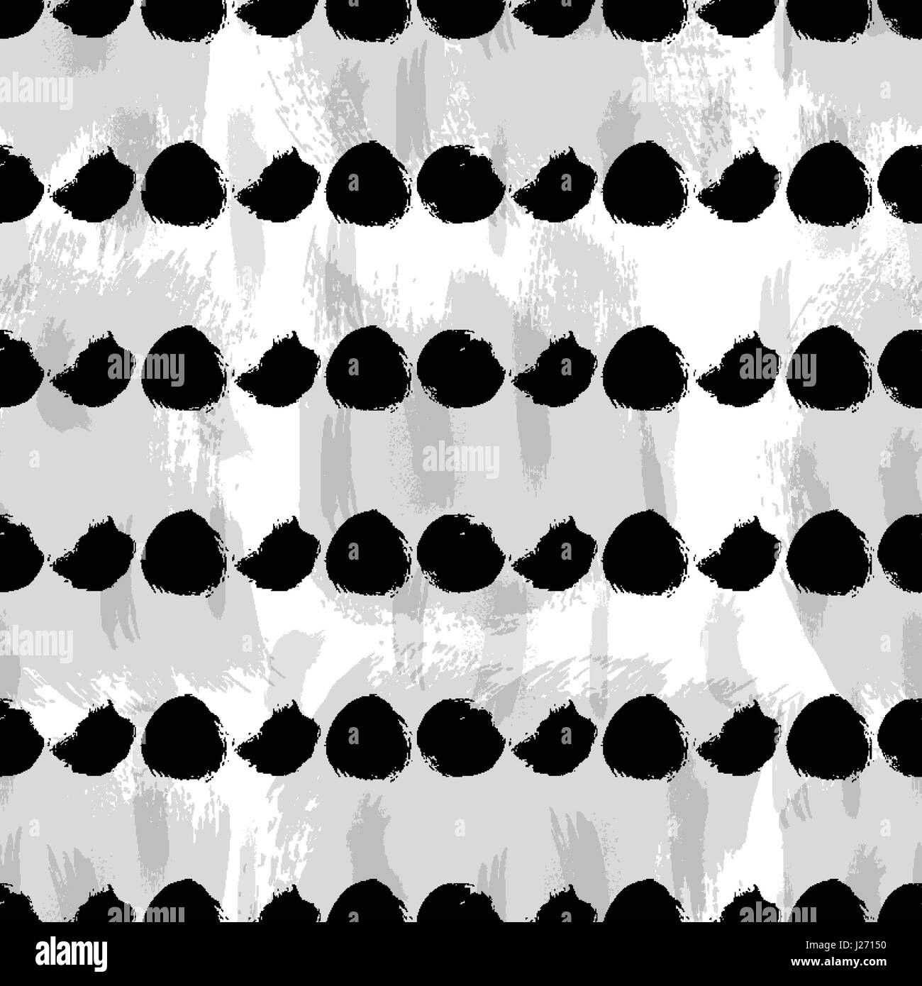 Vector seamless pattern. Black and white round brush strokes. Grungy ...