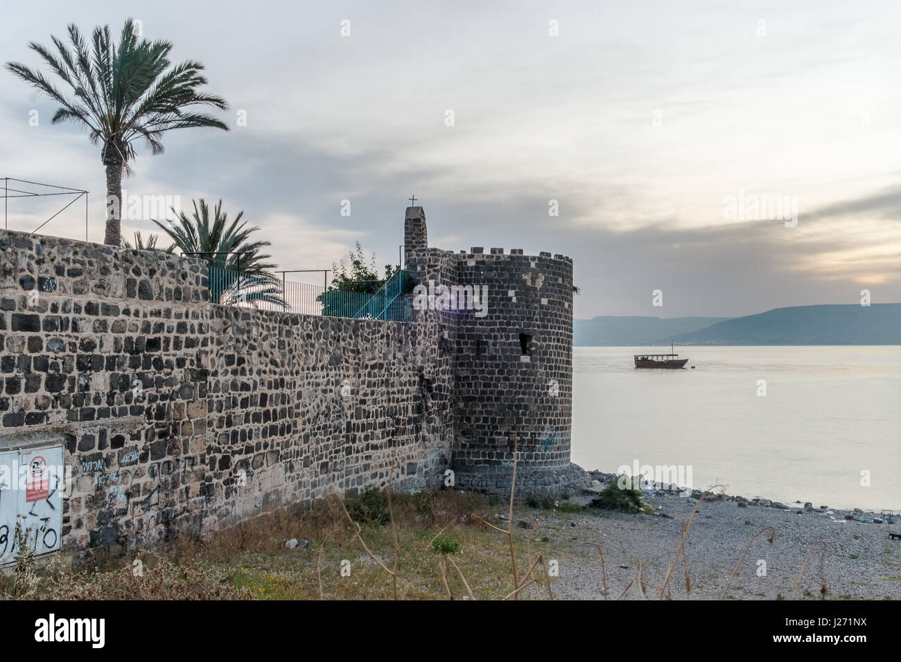 Israel, Tiberias, The St Peter Church on the water front of the Sea of Galilee Stock Photo