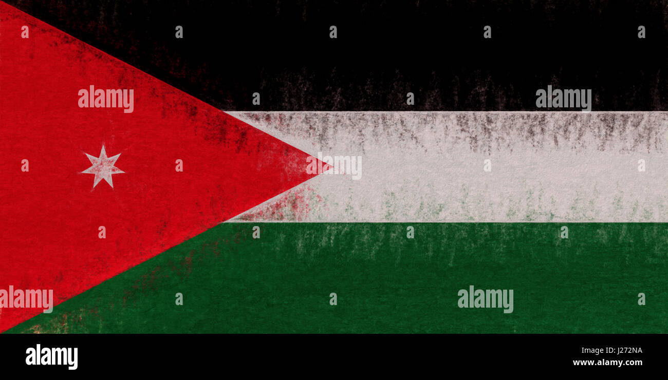 Illustration of the flag of Jordan with a grunge look Stock Photo