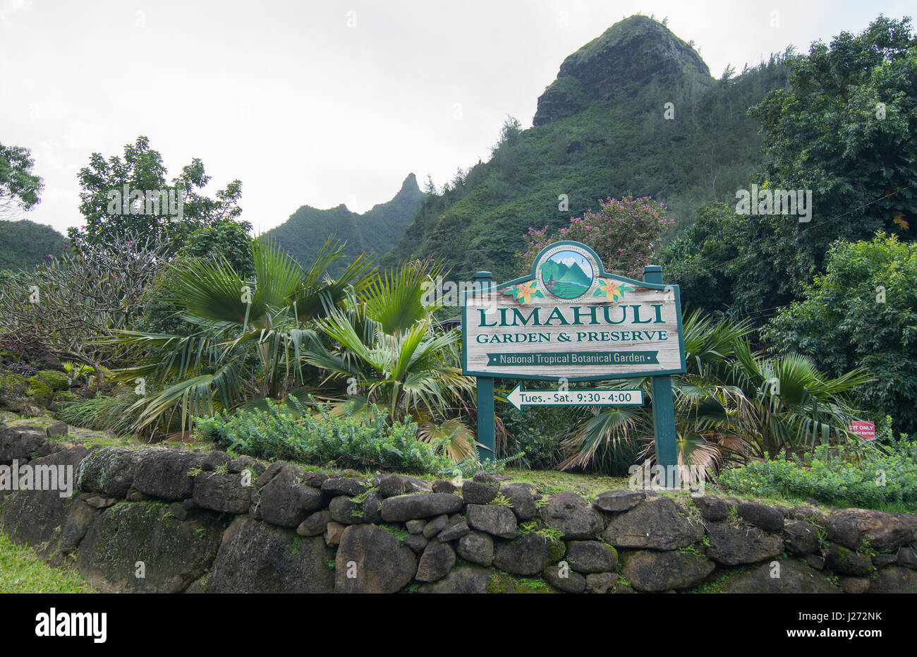 Haena Kauai Hawaii Haena State Park at Limahull Garden & Preserve Tropical Botanical Garden North Shore Stock Photo