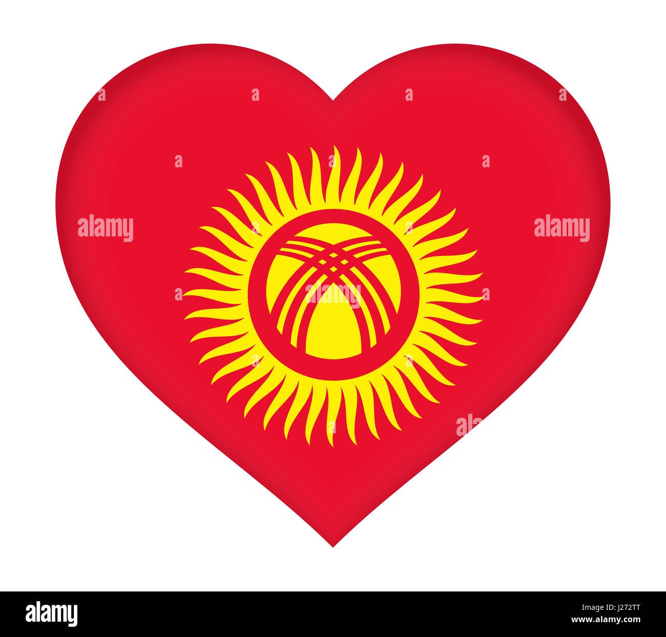 Illustration of the flag of Kyrgyzstan  shaped like a heart. Stock Photo
