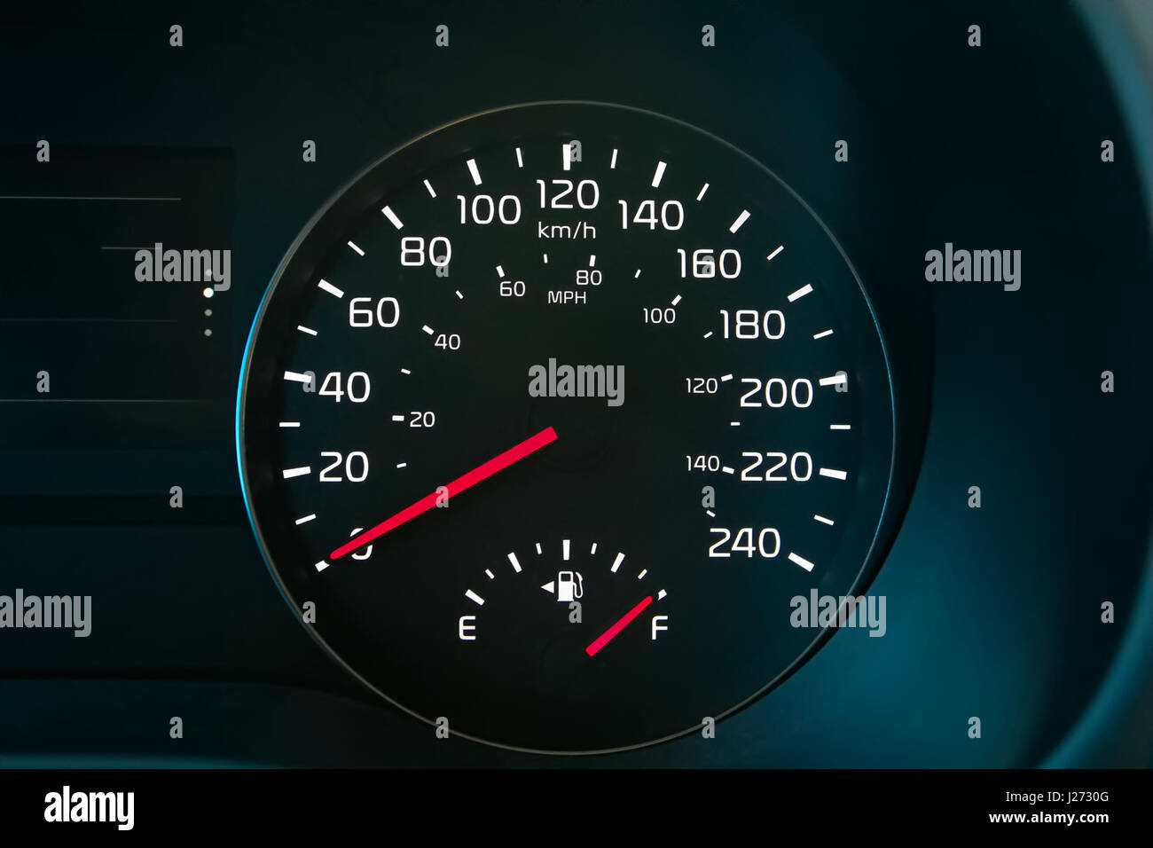 Speedometer Showing A Full Fuel Tank Stock Photo Alamy