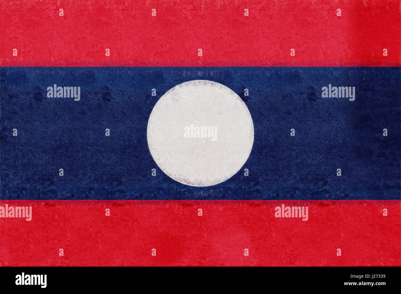 Illustration of the flag of Laos with a grunge look. Stock Photo