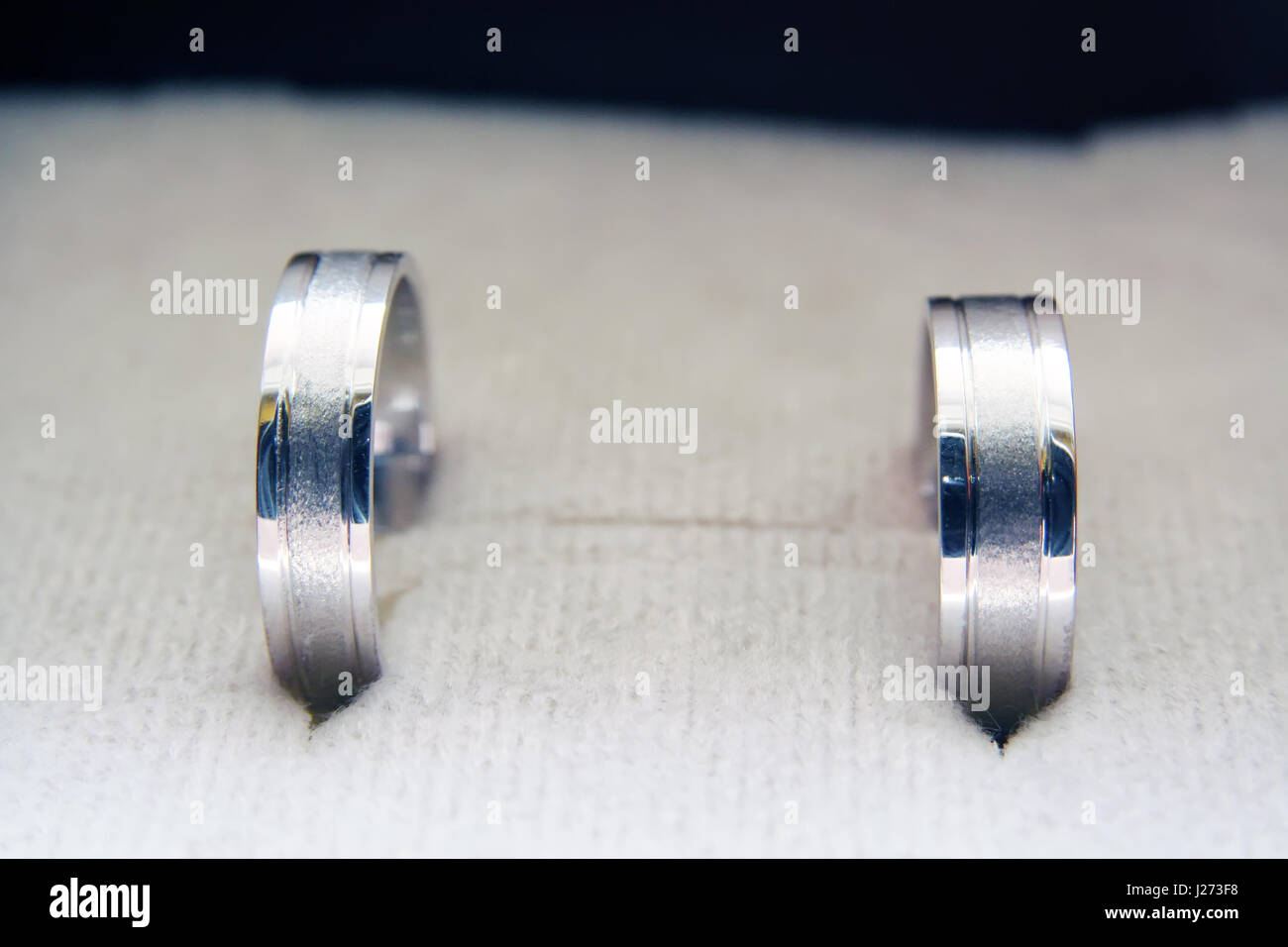 White gold wedding rings. Stock Photo