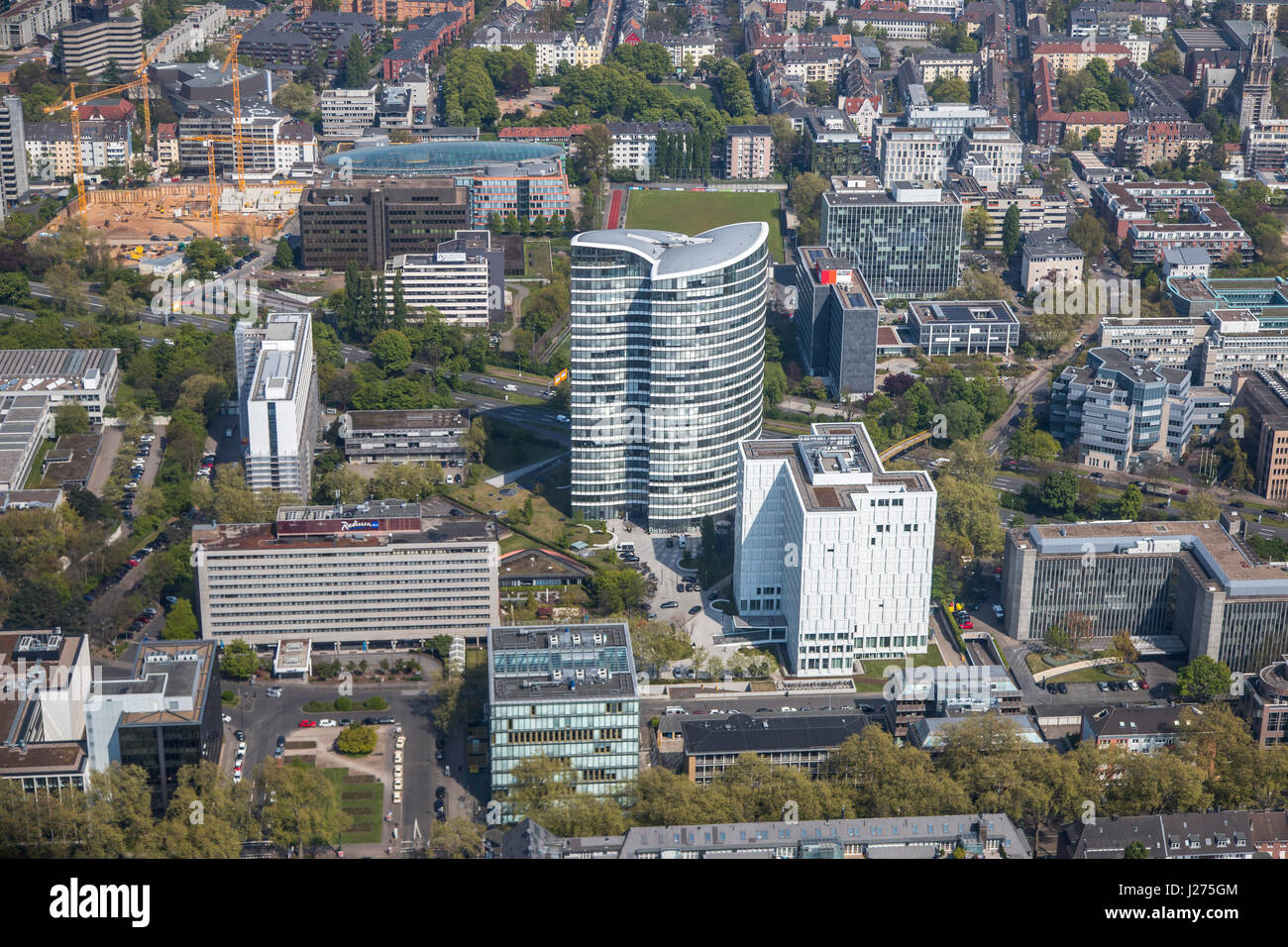 DŸsseldorf, Germany, City, business district,  Hotel Radisson Blu, Sky Office building, Stock Photo