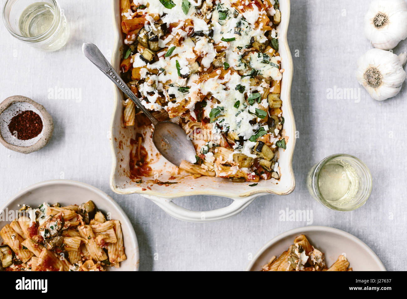 Eggplant baked ziti casserole hires stock photography and images Alamy
