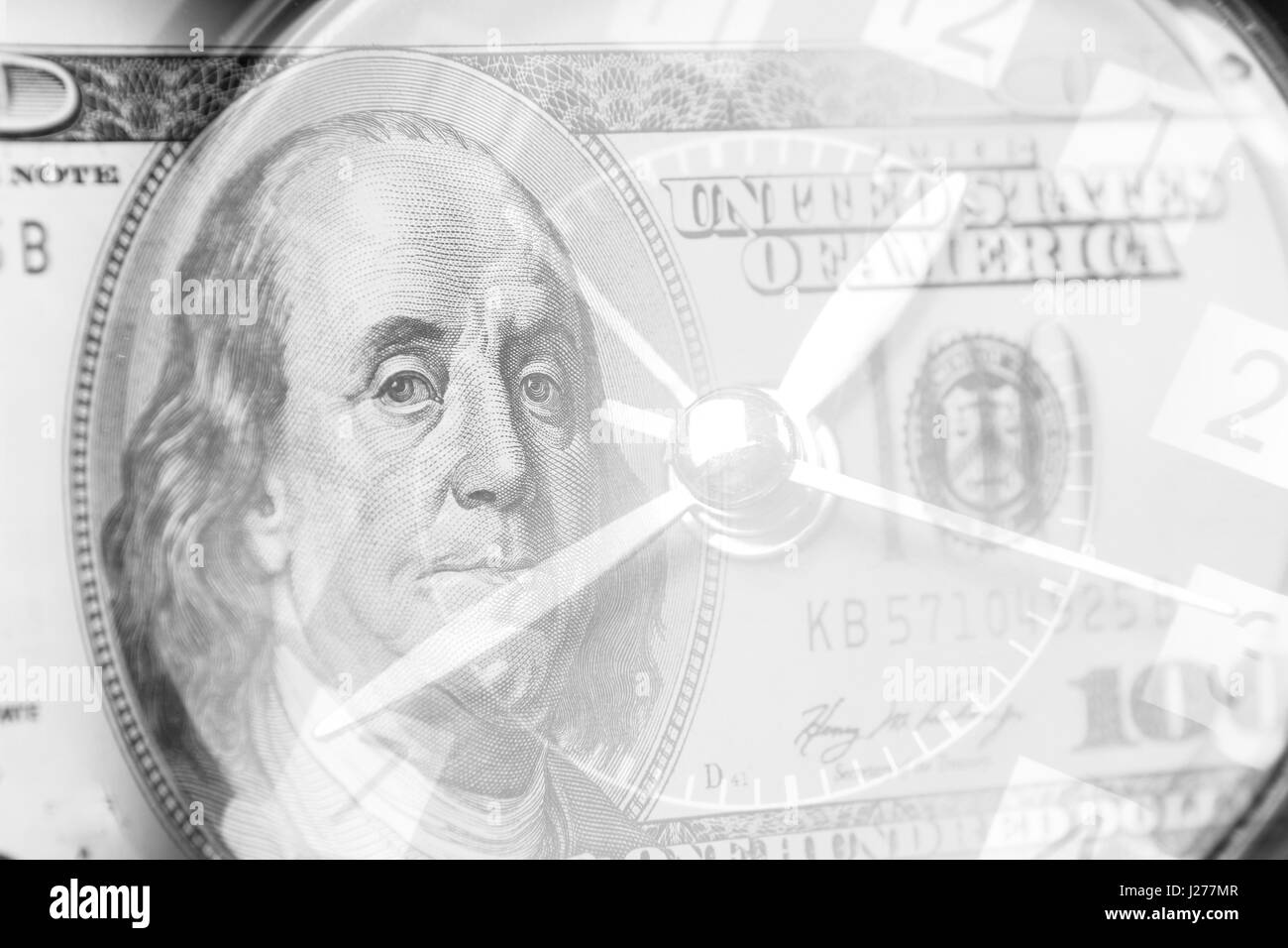 Clock and American banknote composite Stock Photo