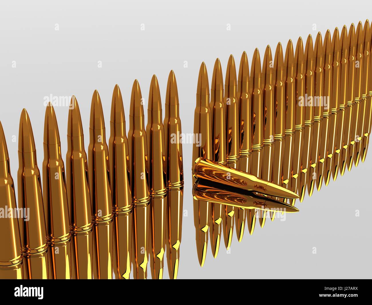 Bullets 9mm ammo row Stock Photo