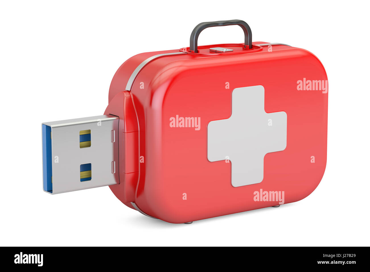 USB flash drive service, recovery and first aid concept. 3D rendering isolated on white