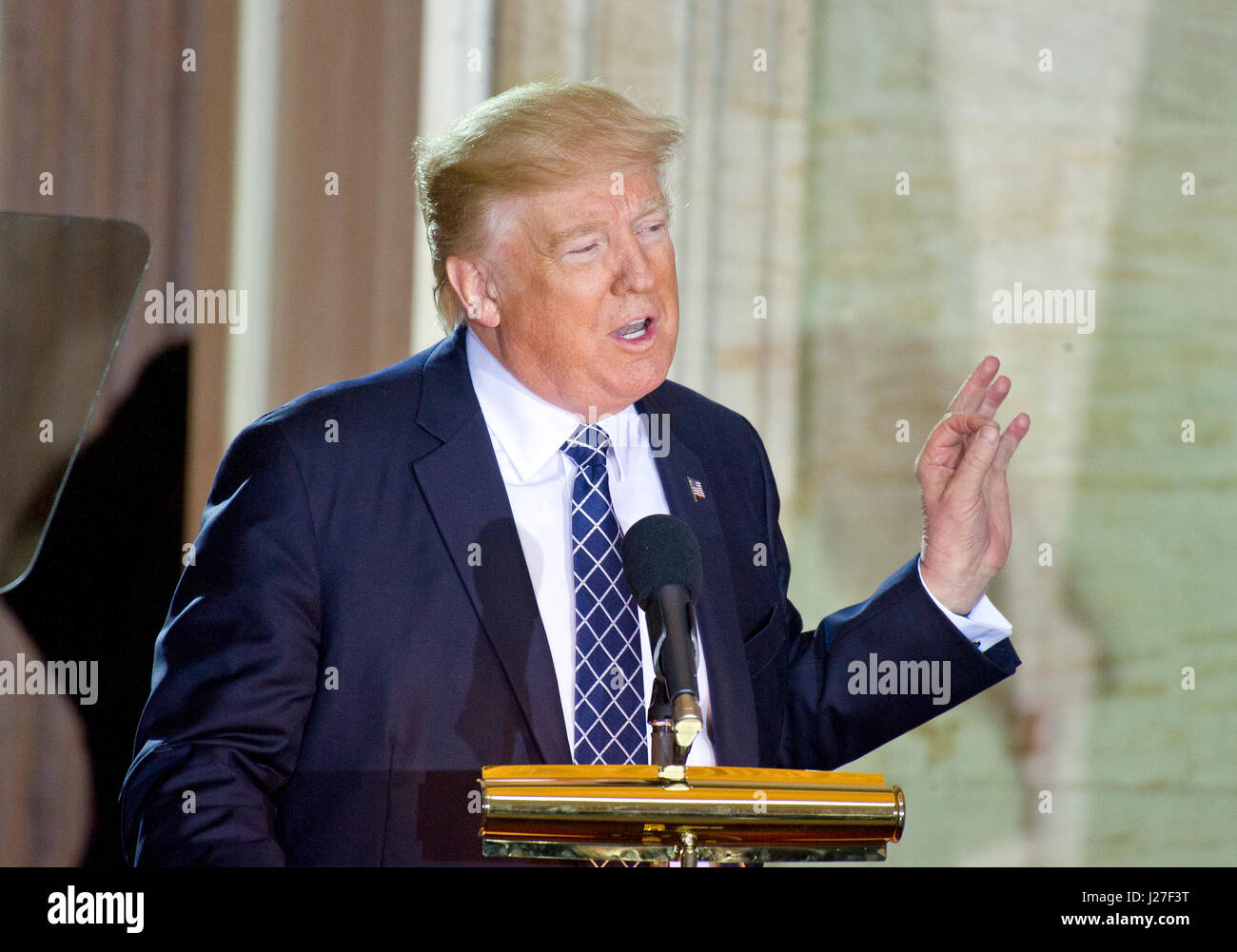 United States President Donald J. Trump makes remarks at the National ...