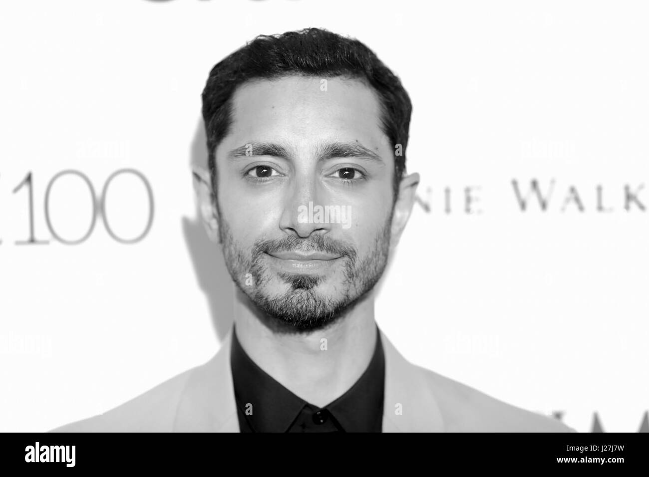 New York, USA. 25th Apr, 2017.  Riz Ahmed attends the 2017 Time 100 Gala at Jazz at Lincoln Center on April 25, 2017 in New York City. (Digitally altered black and white) Credit: The Photo Access/Alamy Live News Stock Photo