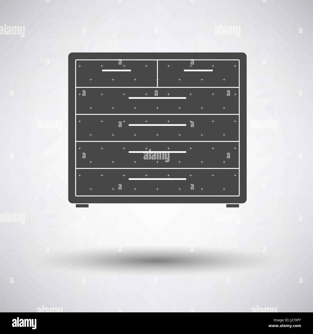 Chest of drawers icon on gray background, round shadow. Vector ...