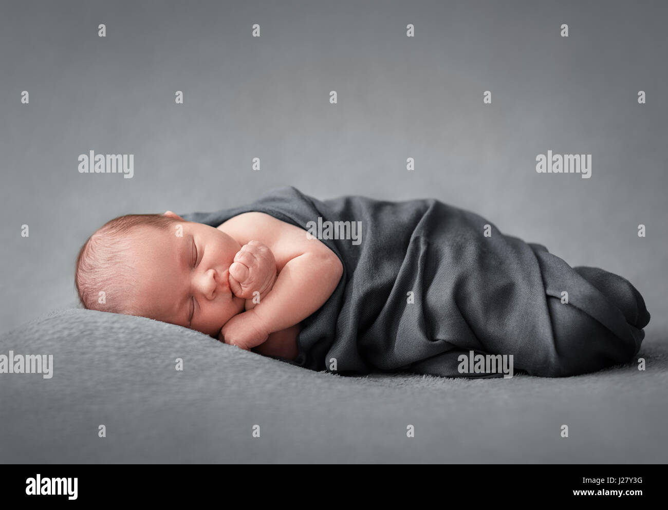 sleeping newborn baby on a blanket, nap time Stock Photo