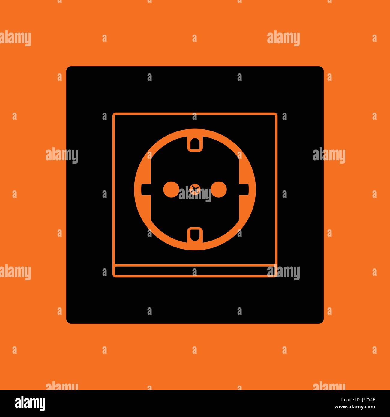 Europe electrical socket icon. Orange background with black. Vector ...
