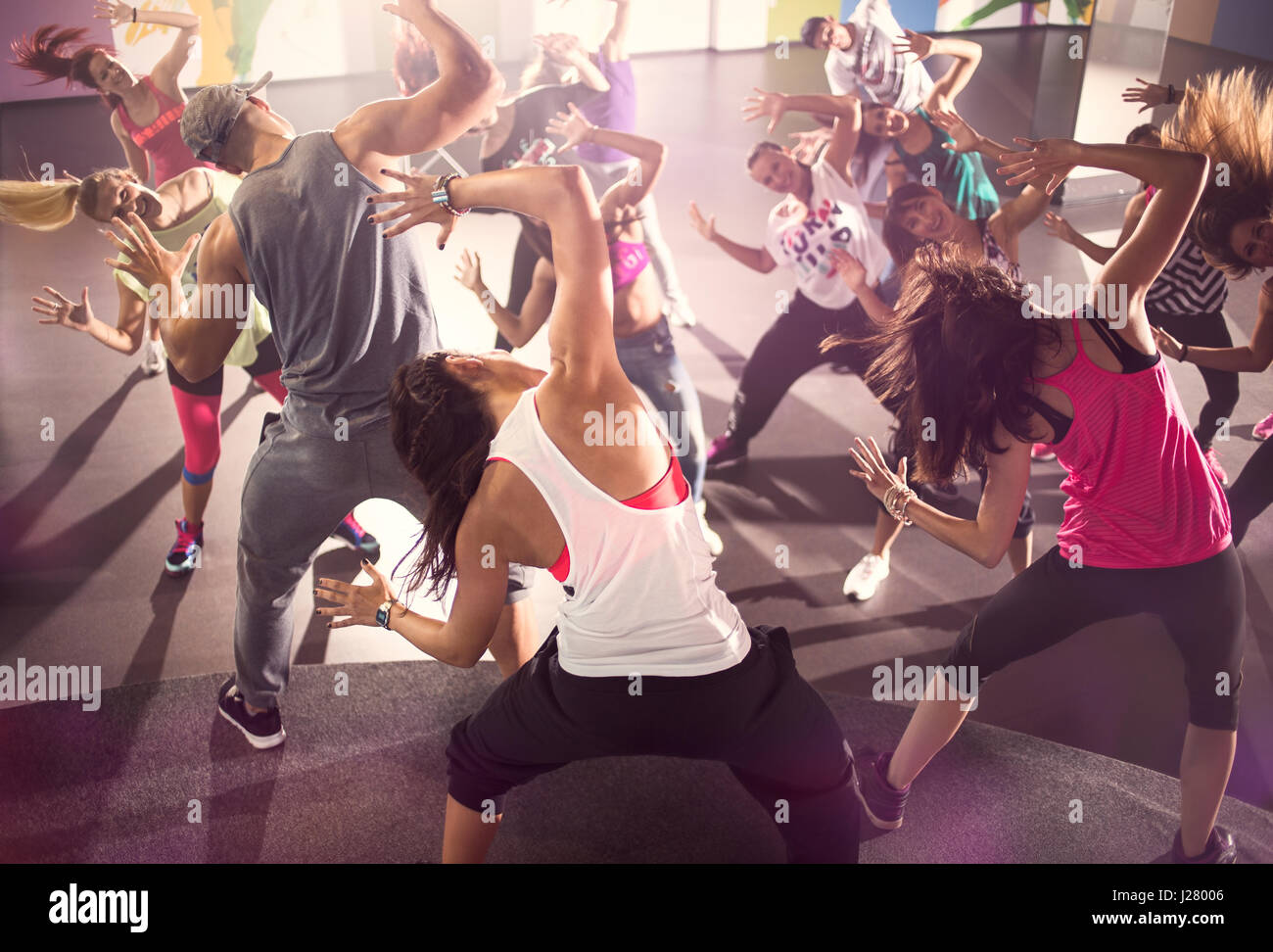 group of dancer at Zumba fitness training in studio Stock Photo