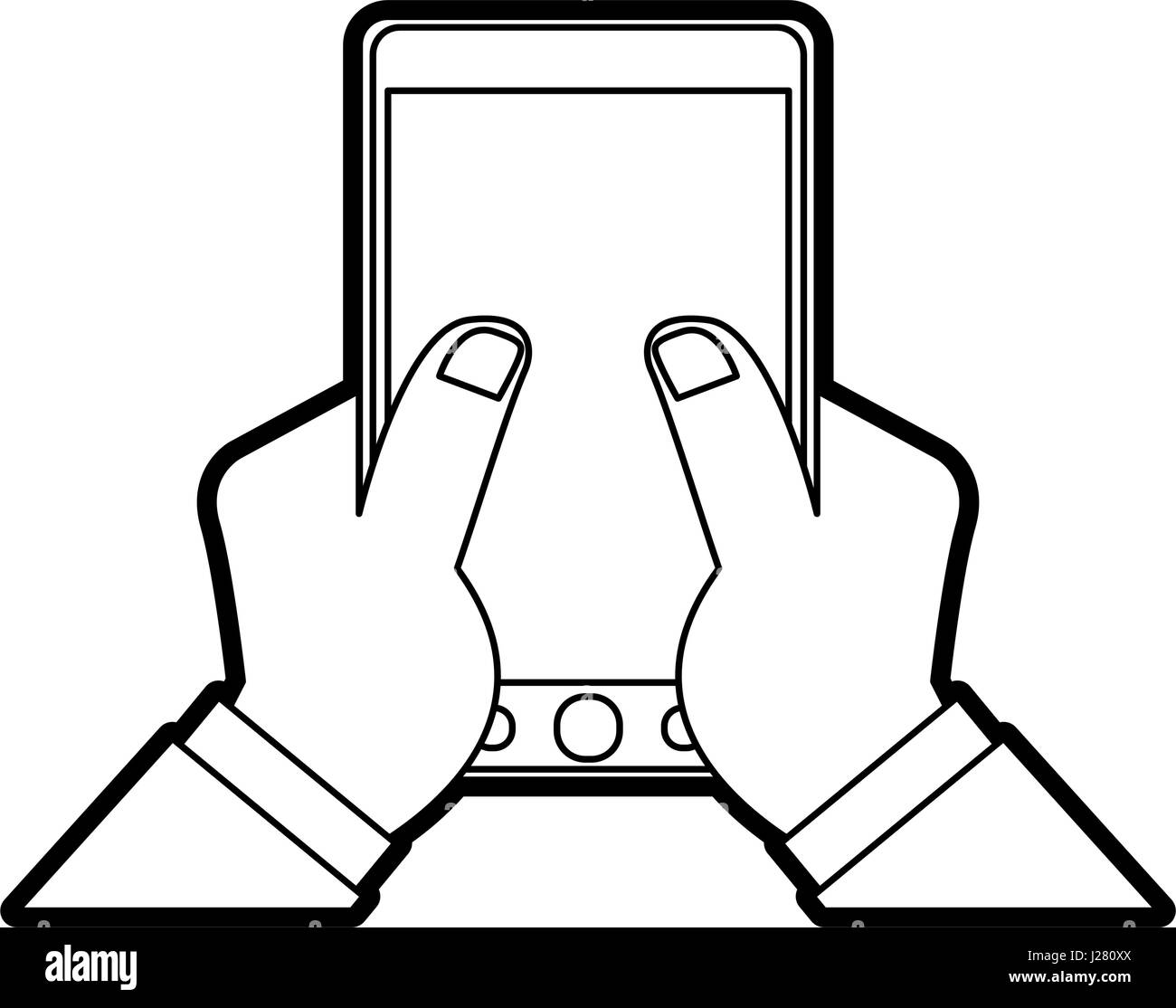 hand holding modern cellphone with blank screen icon image Stock Vector ...