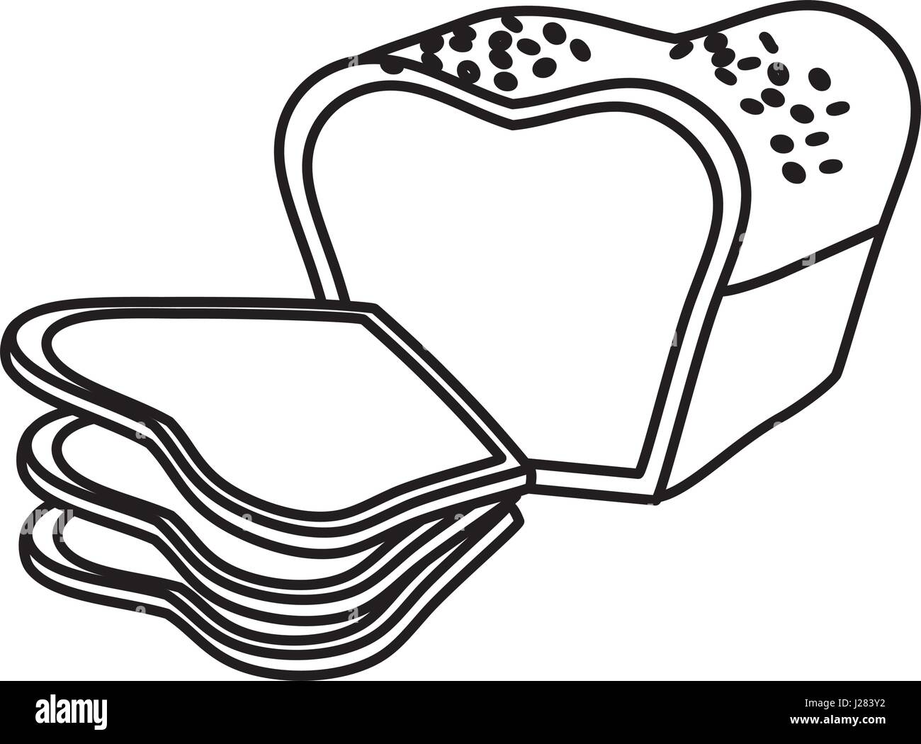 line delicious fresh bakery slice bread and loaf Stock Vector Image ...