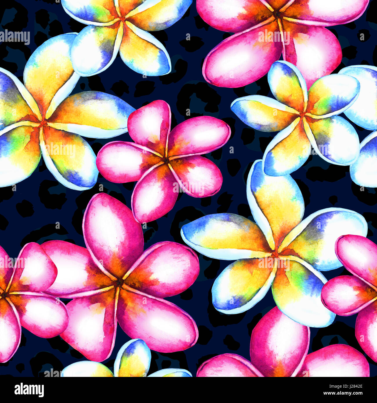 Seamless floral tropical pattern. Hand painted watercolor exotic ...