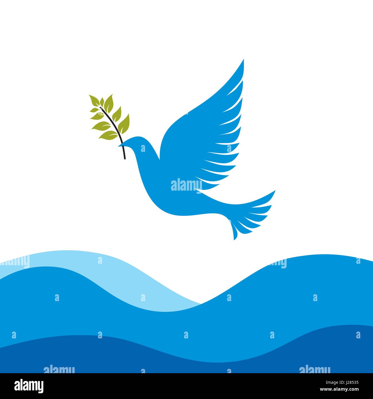 Church logo. Dove with branch, which Noah released from the ark Stock