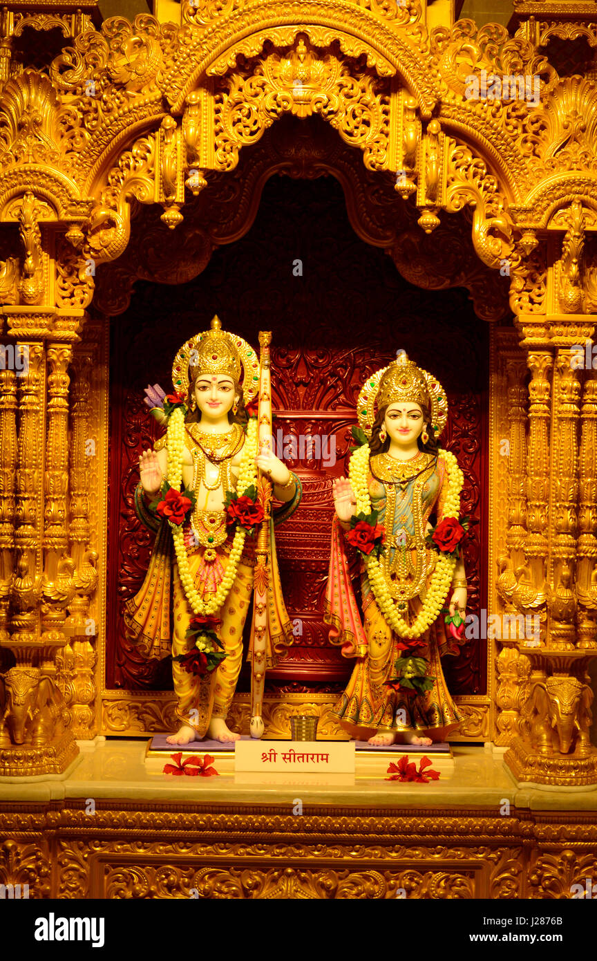 Shree Sitaram deities in BAPS Shri Swaminarayan Mandir Pune Maharashtra Stock Photo