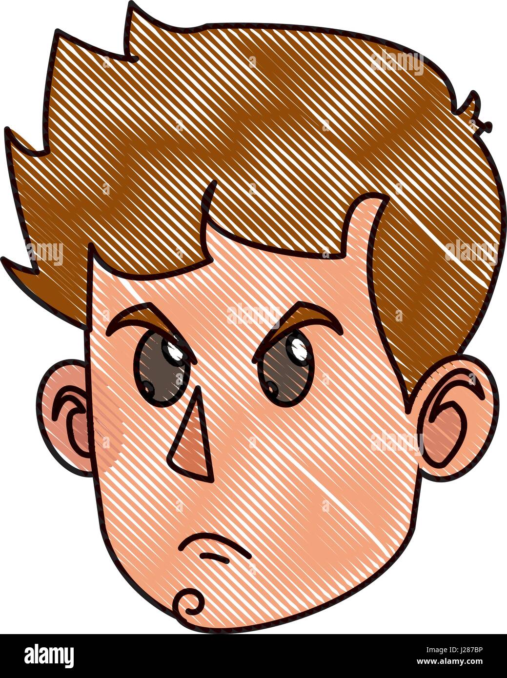 drawing character face head boy kid angry Stock Vector Image & Art - Alamy