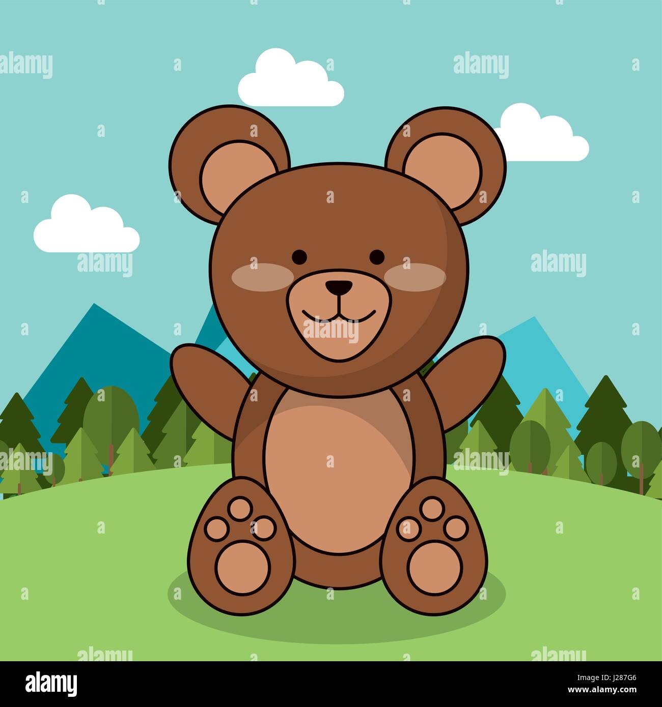 cute bear teddy adorable landscape natural Stock Vector Image & Art - Alamy