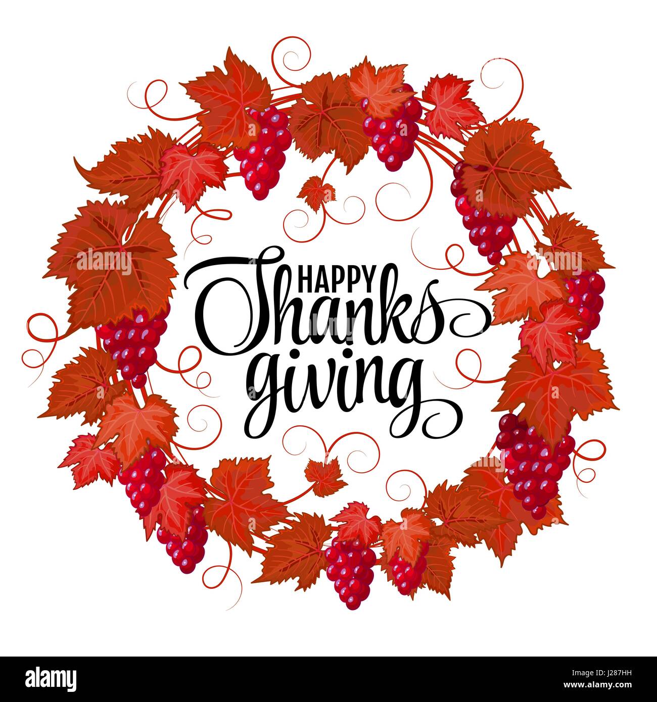 Happy Thanksgiving with text greeting and autumn leaves . Vector ...