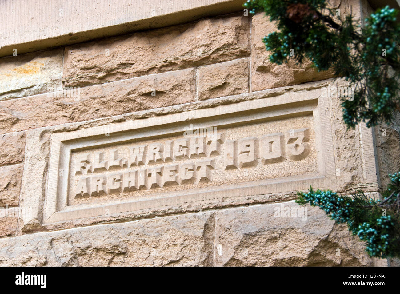 The Cornerstone Of The Hillside Home School Architect Frank Lloyd Wright S First Major Design In Rural Spring Green Wisconsin Stock Photo Alamy The Cornerstone Of The Hillside Home School Architect Frank Lloyd Wright S First Major Design In Rural Spring Green Wisconsin Stock Photo Alamy