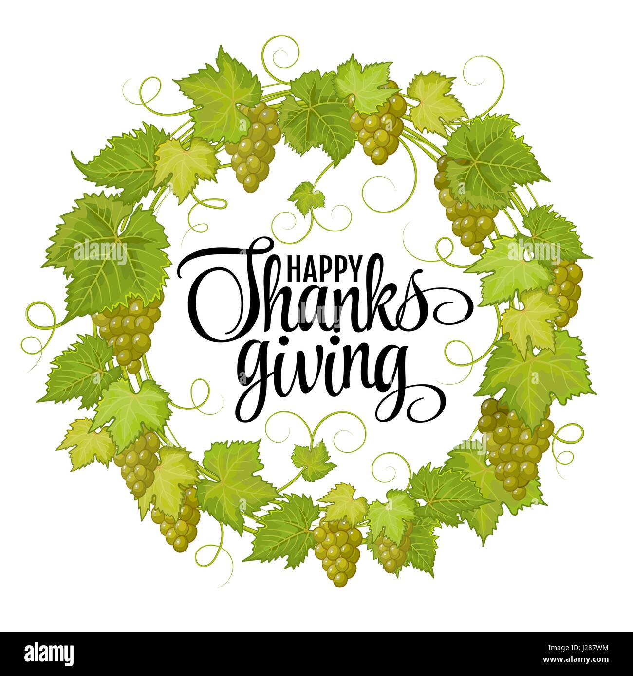 Happy Thanksgiving with text greeting and autumn leaves . Vector ...