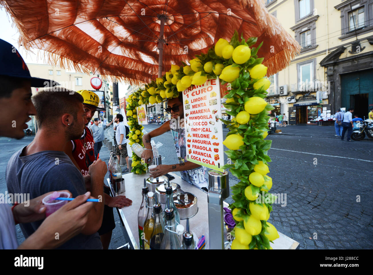 Fresh Lemonade stall in Naples, Italy. Stock Photo