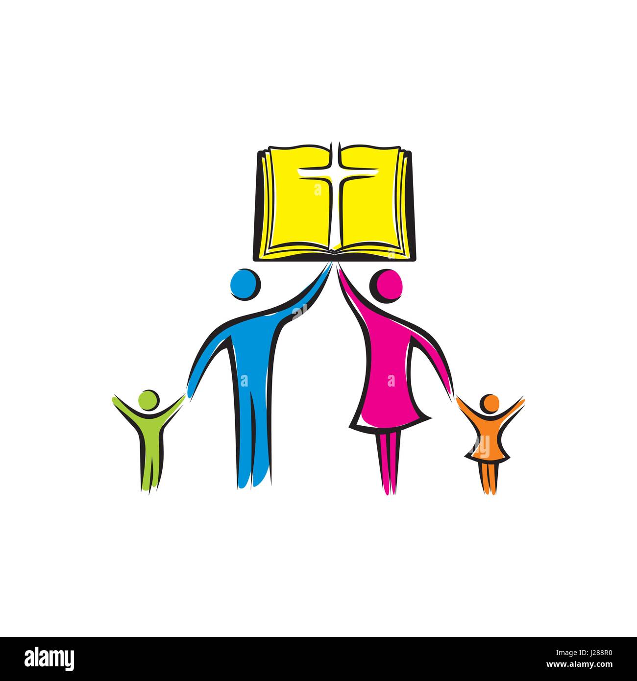 Church logo. A Christian family based on a biblical foundation Stock Vector