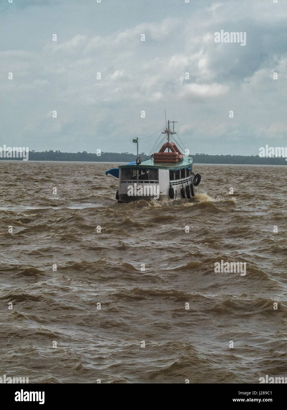 South America, Brazil, boat linking the villages of the Guajara Bay to Belem Stock Photo