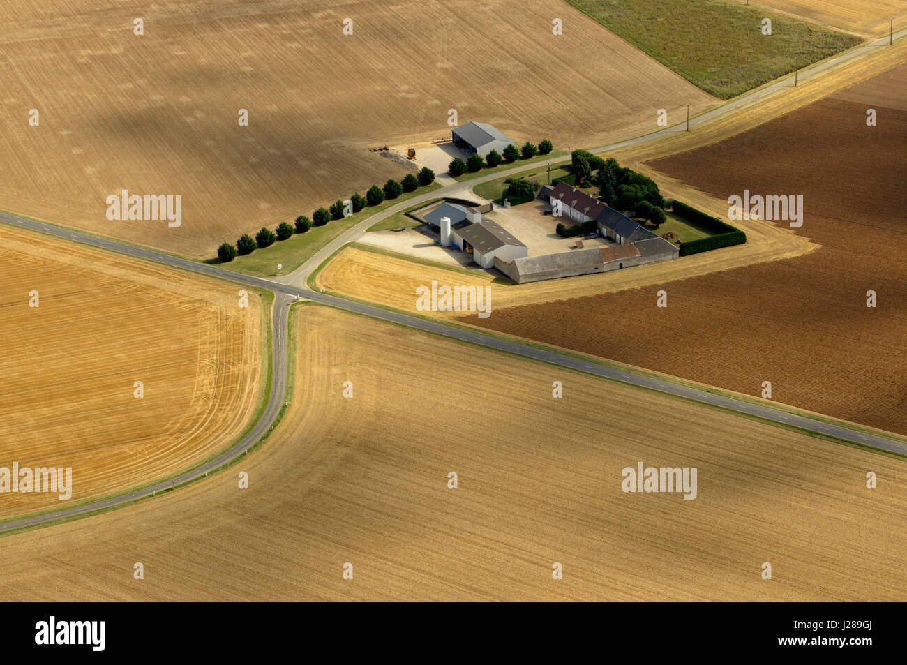 France, Centre France, aerial view of a Beauce farm Stock Photo - Alamy
