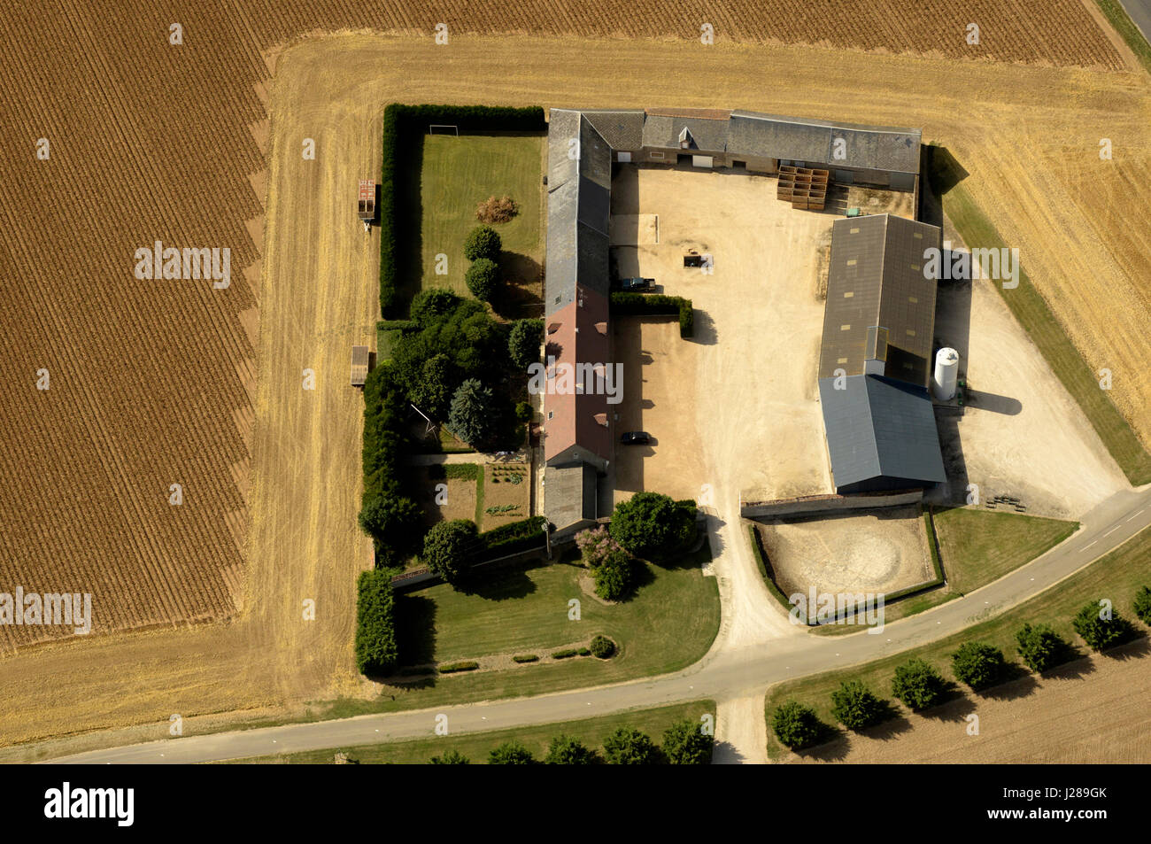 France, Centre France, aerial view of a typical Beauce farm Stock Photo ...