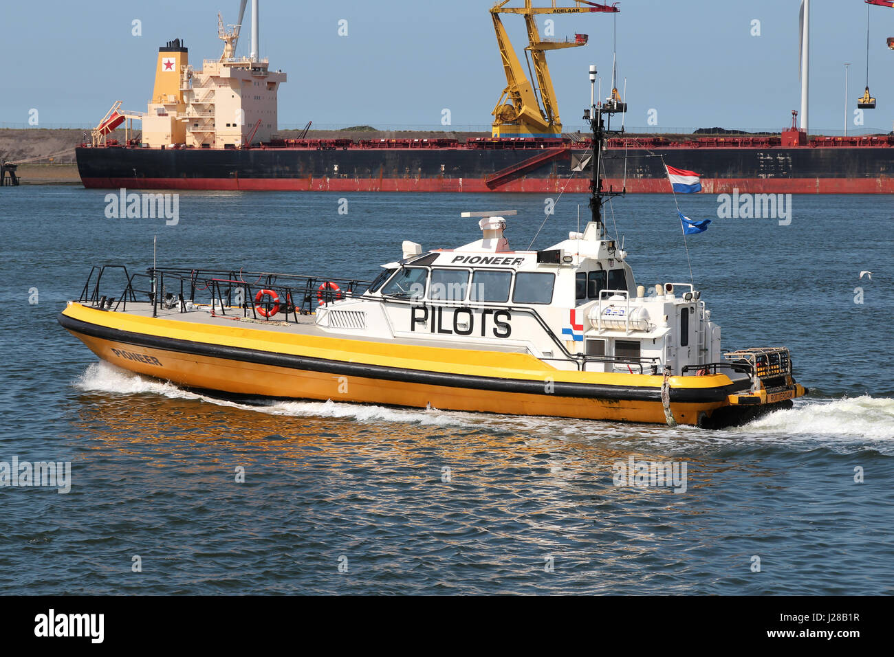 pilot tender PIONEER in the port of IJmuiden Stock Photo