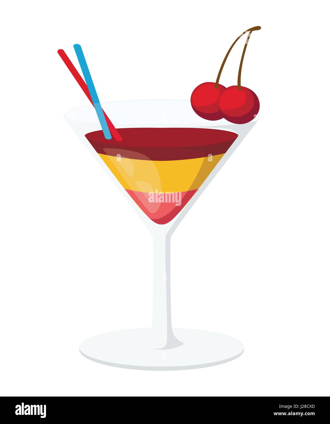 Tropical cocktails, juice, wine and champagne glass set. Various