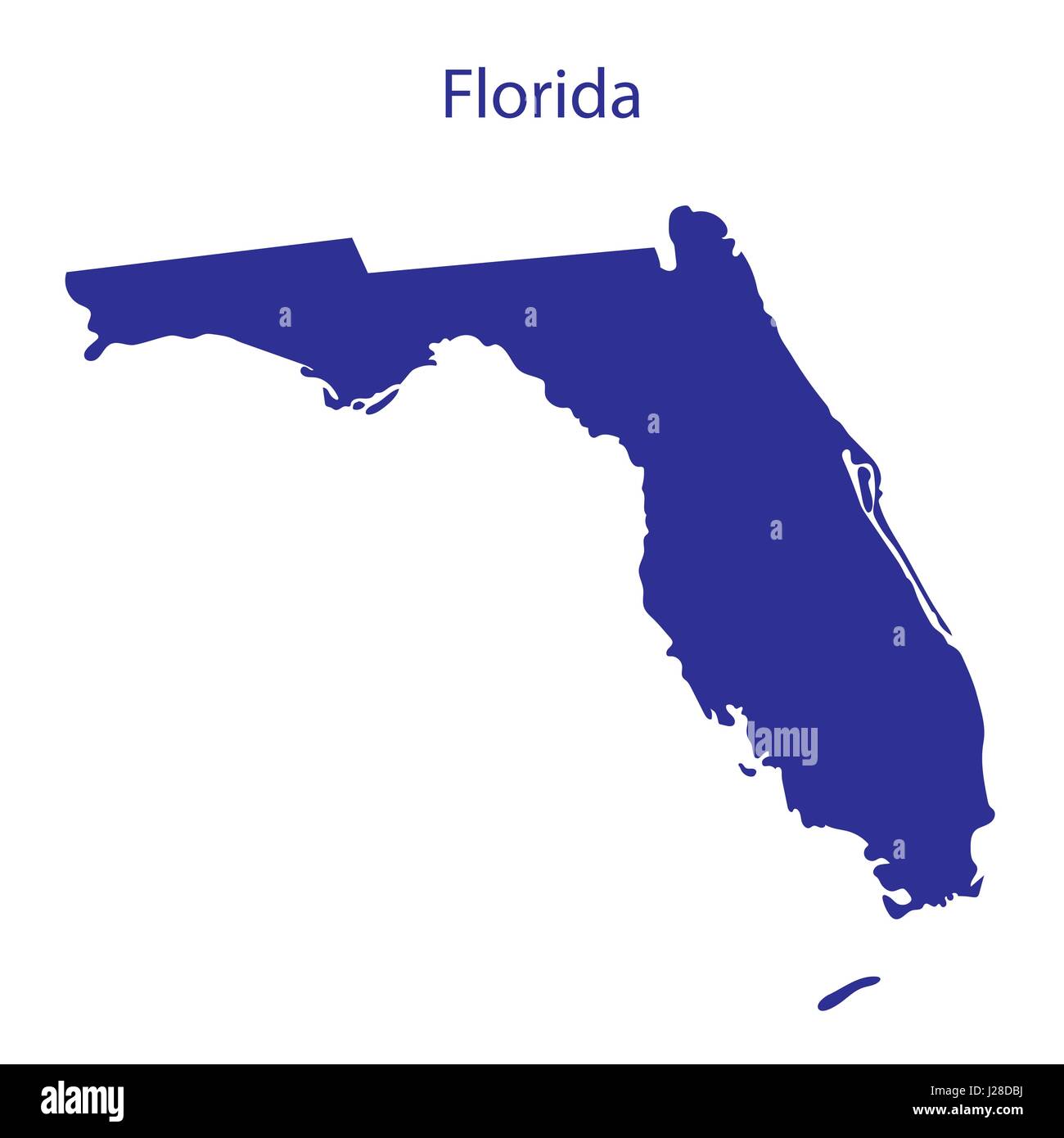 Florida island map hi res stock - United States Florida Dark Blue Silhouette Of The State On Its Borders J28DBJ 