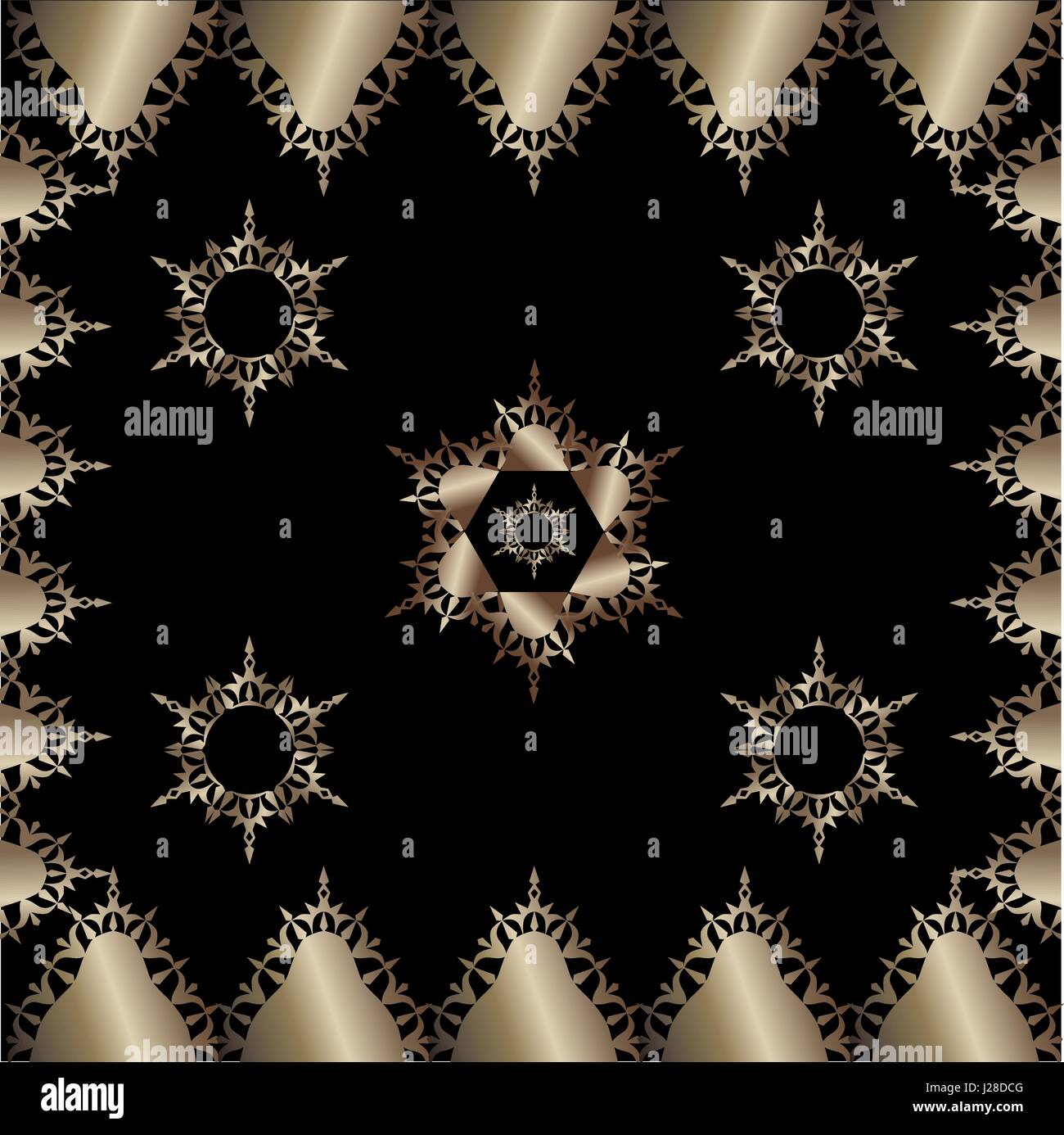 Gold ornament on a black background. Vector illustration Stock Vector ...