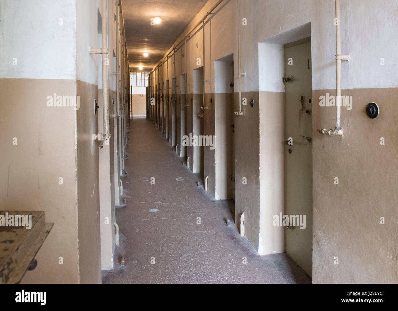 Detention cells (the Bunker) in Buchenwald concentration camp memorial near Weimar, Germany. Stock Photo