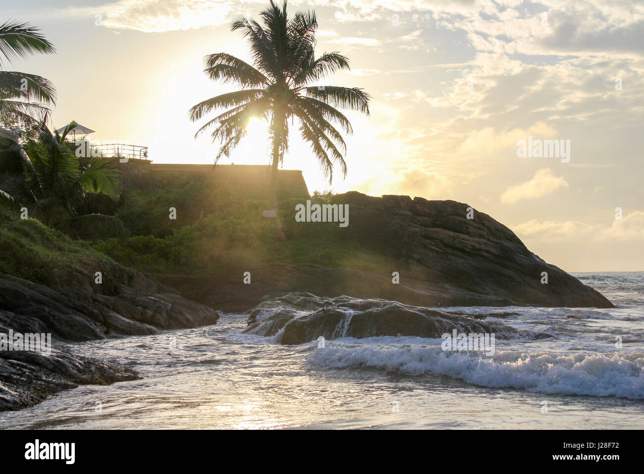 Sri Lanka, Southern Province, Bentota, end of Bentota beach section at ...