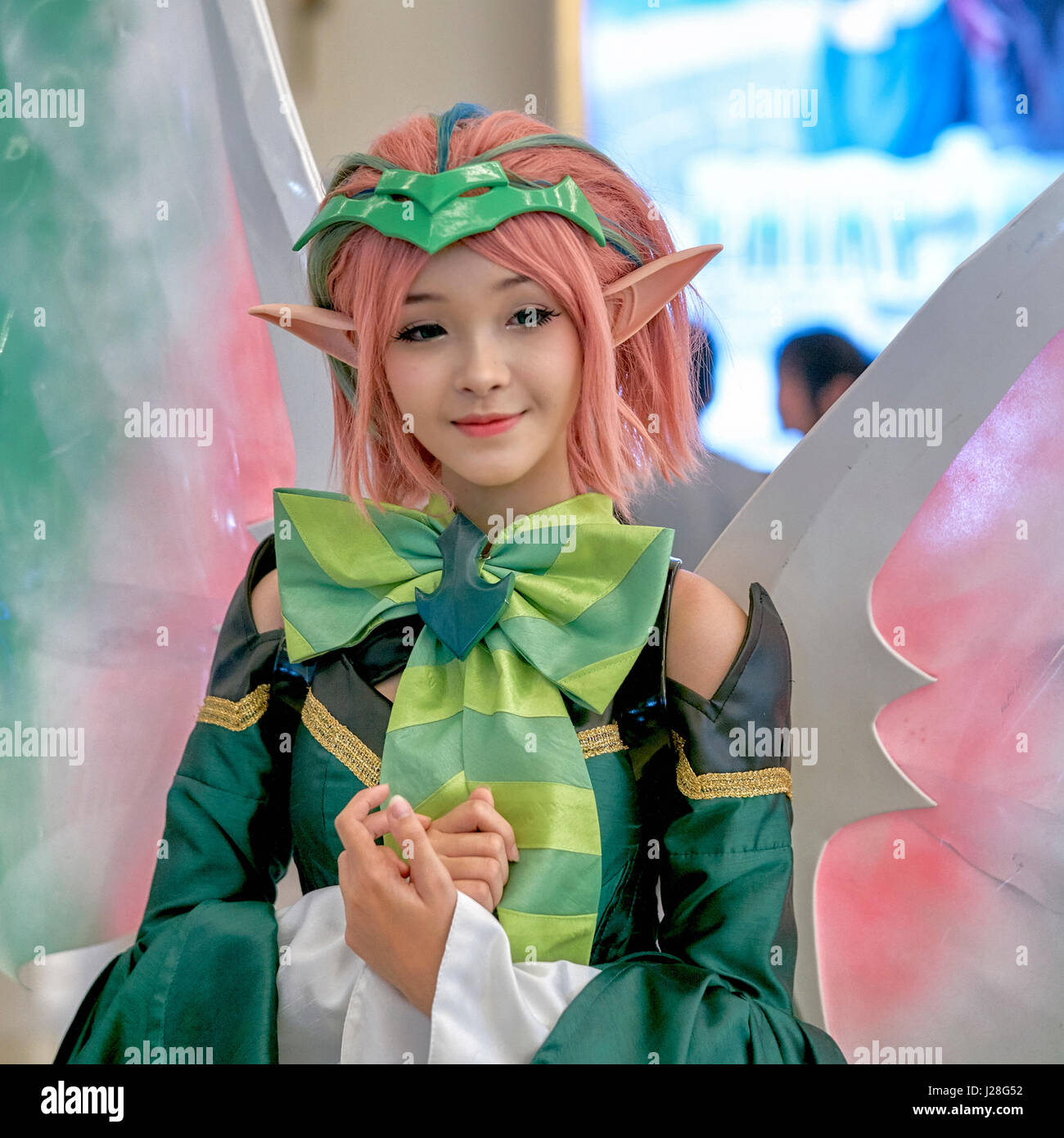 Comic Con woman Cosplay girl dressed as an elf, Bangkok, Thailand, 2017 Stock Photo