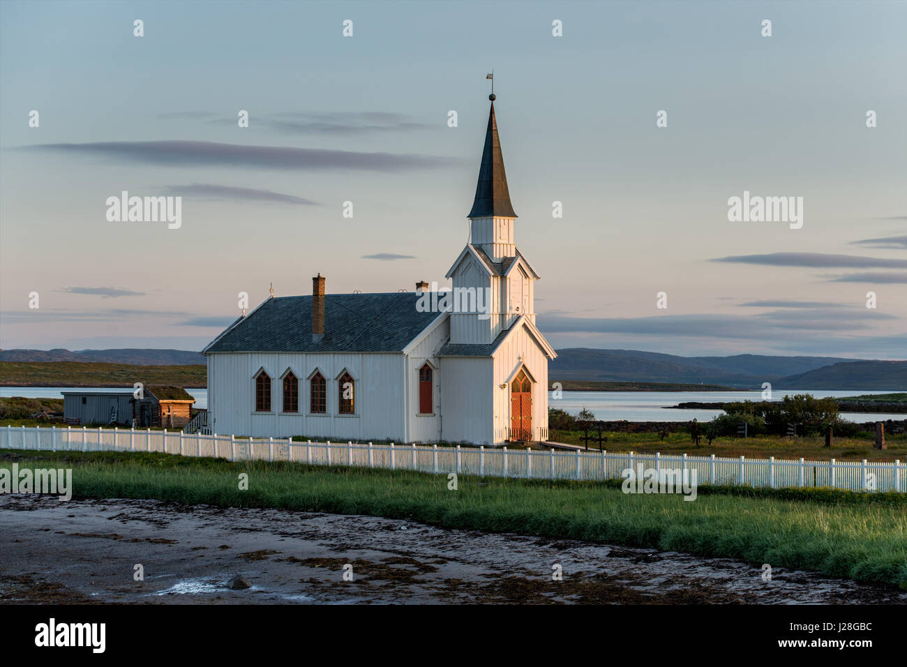 Norway, Finnmark, Nesseby, sight on the Varangerfjord Stock Photo