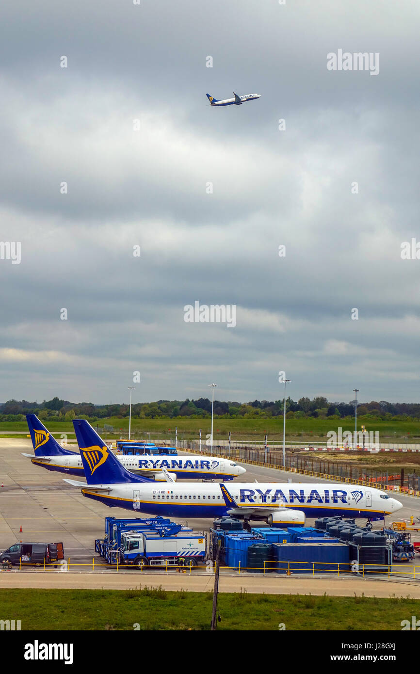 Ryanair Beoing 737 aicraft at Stansted airport Stock Photo