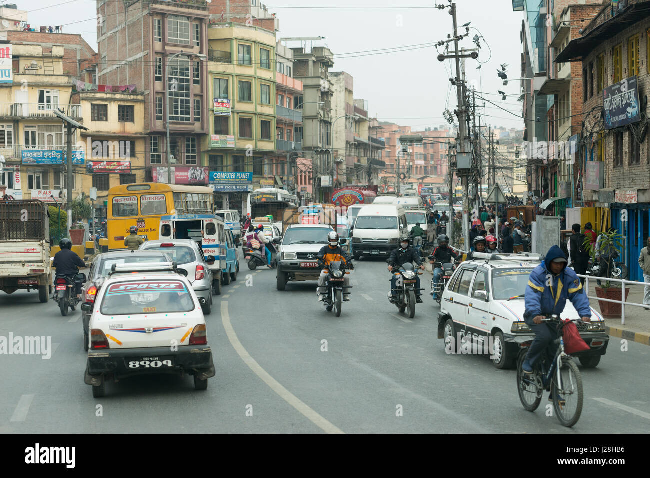 Nepal, Central Region, Kathmandu, traffic jam in Kathmandu Stock Photo